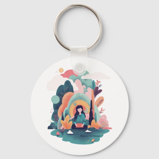 Nature Calm Aesthetic Art Keychain キーホルダー (正面)