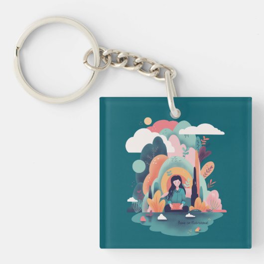 Nature Calm Aesthetic Art Keychain キーホルダー (正面)