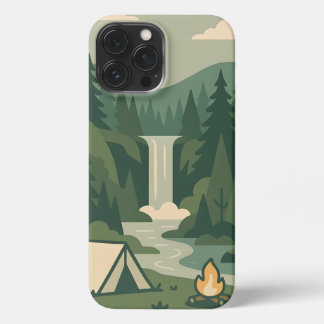 Nature Camping – Coque iPhone Forêt, Cascade  13 Pro Maxケース