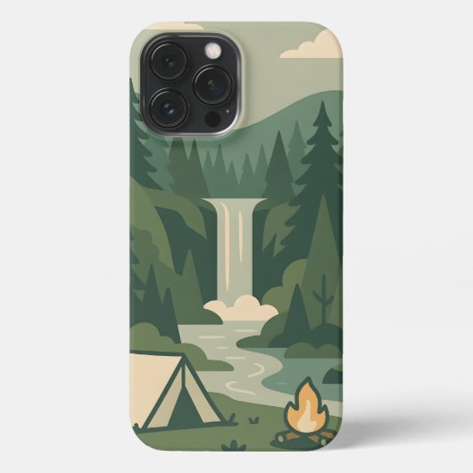 Nature Camping – Coque iPhone Forêt, Cascade  iPhoneケース (裏面)