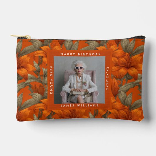 Nature Custom Lilies Flower Women Birthday アクセサリーポーチ (正面)