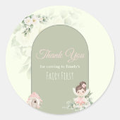 Nature Cute Flower Fairy 1st Birthday ラウンドシール (正面)