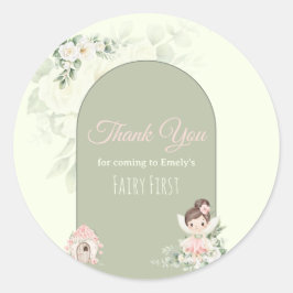Nature Cute Flower Fairy 1st Birthday ラウンドシール