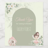 Nature Cute Flower Fairy 1st Birthday ワインラベル (シングルラベル)