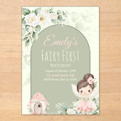 Nature Cute Flower Fairy 1st Birthday Invitation アクリル招待状 (正面)