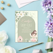 Nature Cute Flower Fairy 1st Birthday Invitation アクリル招待状 (インサイチュ (ウェディング))