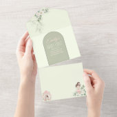 Nature Cute Flower Fairy 1st Birthday Invitation オールインワン招待状 (貼ってはがせる)
