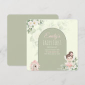 Nature Cute Flower Fairy 1st Birthday Invitation セーブザデート (正面/裏面)