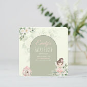 Nature Cute Flower Fairy 1st Birthday Invitation セーブザデート (スタンド正面)