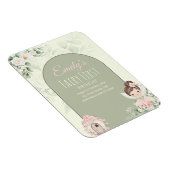 Nature Cute Flower Fairy 1st Birthday Invitation マグネット (右側)