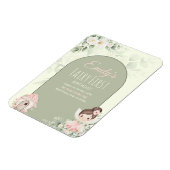 Nature Cute Flower Fairy 1st Birthday Invitation マグネット (左側)
