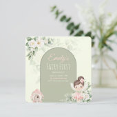 Nature Cute Flower Fairy 1st Birthday Invitation 招待状 (スタンド正面)