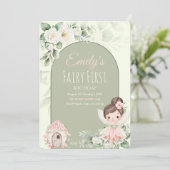 Nature Cute Flower Fairy 1st Birthday Invitation 招待状 (スタンド正面)