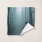 Nature Foggy Forest Bird Ravens and Crows バスタオルセット (ウォッシュタオル)