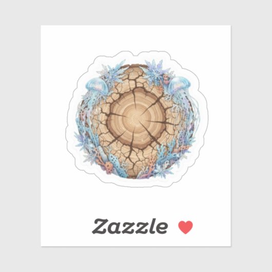 Nature Fusion Tree Rings & Ocean Life design  シール (シート)