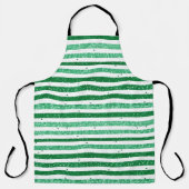 Nature Green White Horizontal Glitter Stripes エプロン (正面)