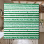 Nature Green White Horizontal Glitter Stripes タイル