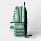 Nature Green White Horizontal Glitter Stripes プリントバックパック (右)