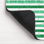 Nature Green White Horizontal Glitter Stripes マウスパッド (コーナー)