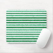 Nature Green White Horizontal Glitter Stripes マウスパッド (マウス)