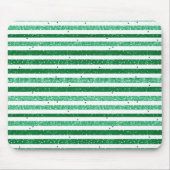 Nature Green White Horizontal Glitter Stripes マウスパッド (正面)