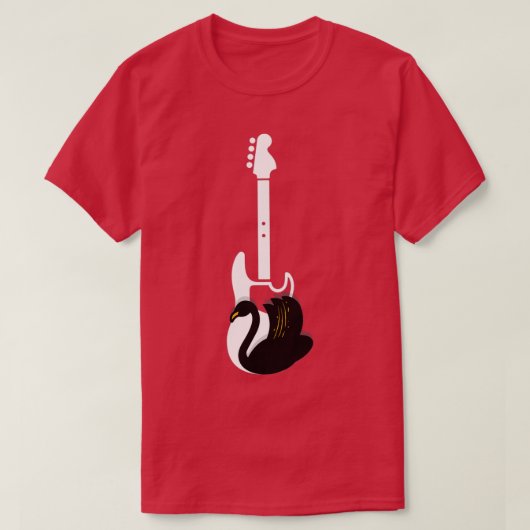 Nature Guitar swan black white Tシャツ (デザイン正面)
