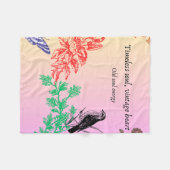 Nature Harmony Blanket – Birds, Trees & Butterfly  フリースブランケット (正面(横))