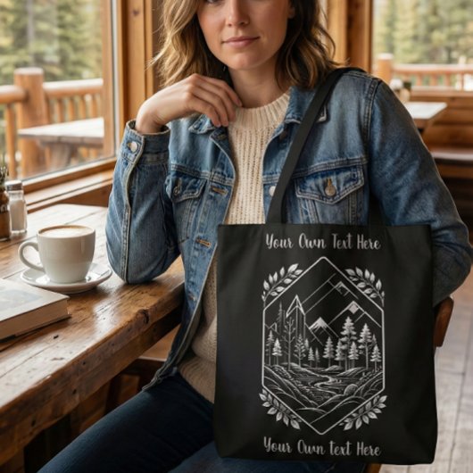 Nature Hiker River Badge Your Text トートバッグ