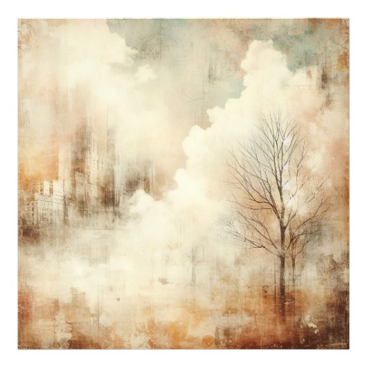 Nature In A City Scape Old Photo Graphic Design フォトプリント (正面)