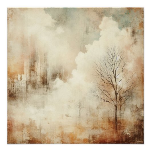 Nature In A City Scape Old Photo Graphic Design ポスター (正面)