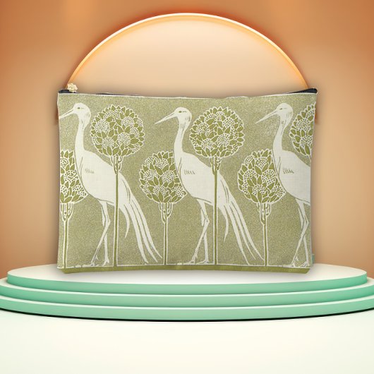 Nature Inspired Art Nouveau Stork アクセサリーポーチ