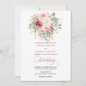 Nature-Inspired Blush Roses Boho Wedding Invite 招待状 (正面)