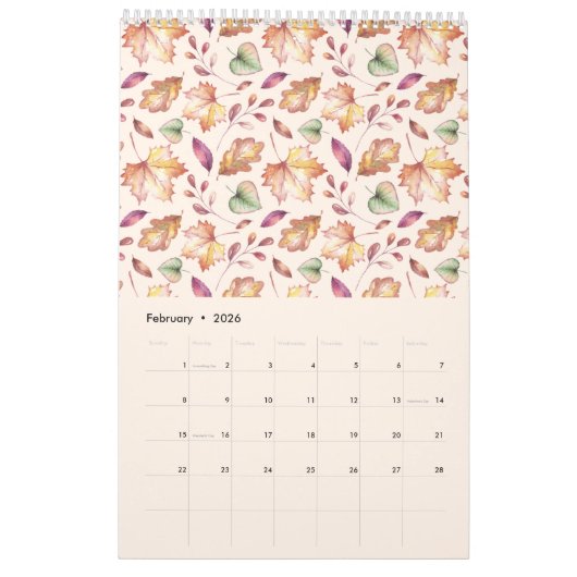 Nature-Inspired Botanical Art Wall Calendar カレンダー (2月 2026)