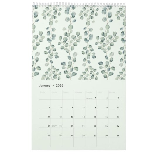 Nature-Inspired Botanical Art Wall Calendar カレンダー (1月 2026)