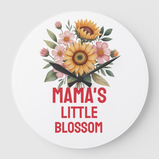 Nature-Inspired Colorful Sunflower Nursery  ラージ壁時計 (正面)