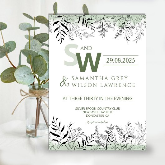 Nature inspired Greenery  Wedding Invitation 招待状
