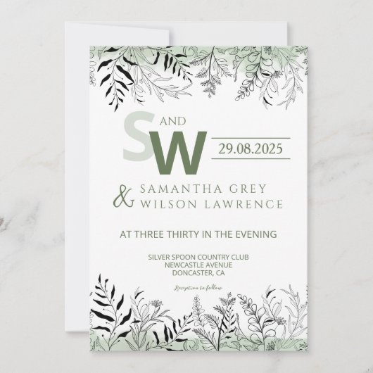 Nature inspired Greenery  Wedding Invitation 招待状 (正面)