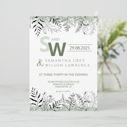 Nature inspired Greenery  Wedding Invitation 招待状 (スタンド正面)
