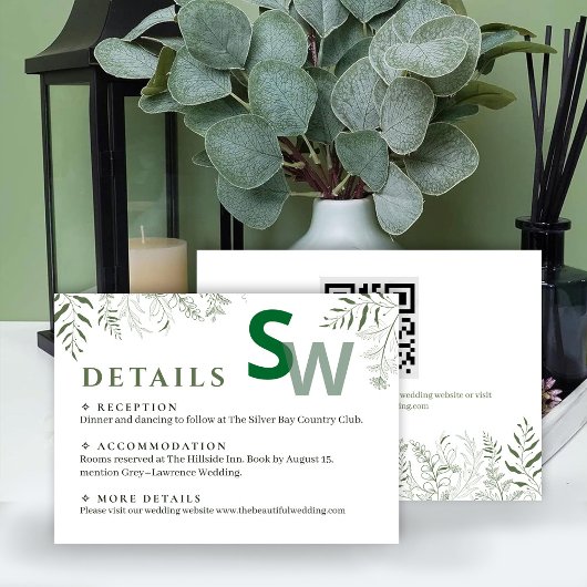 Nature Inspired Leafy Wedding Enclosure Card エンクロージャーカード
