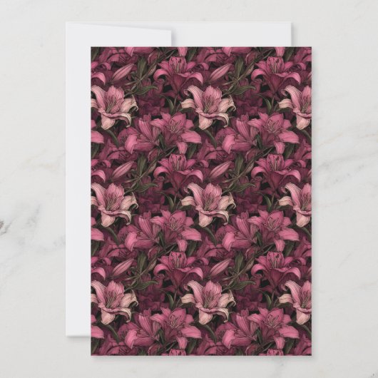 Nature Inspired Lilies Sparkle First Birthday 招待状 (裏面)