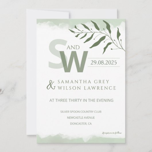 Nature inspired Minimalist  Wedding Invitation 招待状 (正面)