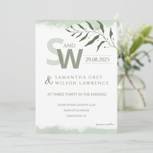 Nature inspired Minimalist Wedding Invitation 招待状 (スタンド正面)