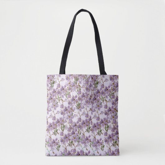 Nature-Inspired Purple Flower Tote トートバッグ (正面)