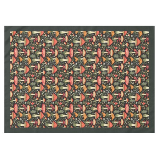 Nature-Inspired Tablecloth Mushrooms & Moss Art テーブルクロス (正面(横))