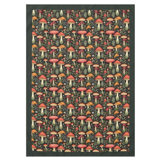 Nature-Inspired Tablecloth Mushrooms & Moss Art テーブルクロス (正面)