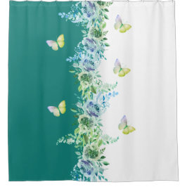 Nature-Inspired Teal Green Shower Curtain シャワーカーテン