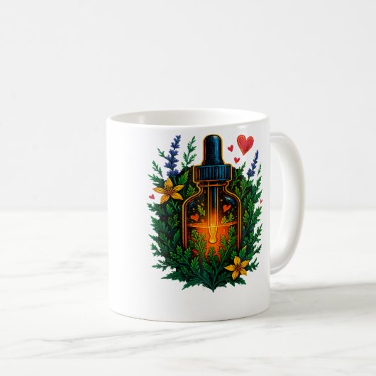 Nature-Inspired Tincture Elixir Bottle With Herbal コーヒーマグカップ (正面右)