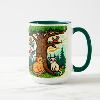 Nature-Inspired Tree and Animals Ceramic Mug マグカップ