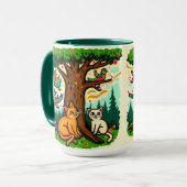 Nature-Inspired Tree and Animals Ceramic Mug マグカップ (正面左)