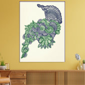 Nature_Inspired WallArt with Floral Centerpiece キャンバスプリント (インサイチュ (リビング))